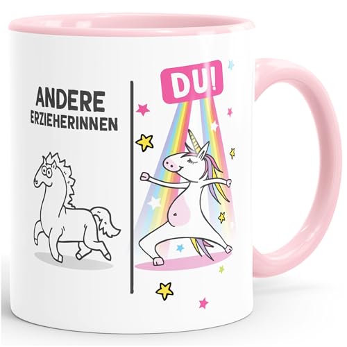 Moonworks® Kaffee-Tasse Einhorn Geschenk Erzieherin Abschied Kita...