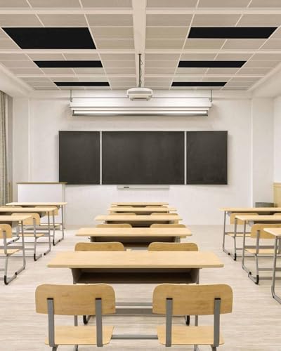 Image of Magnetic Light Cover for Classroom Drop Ceiling,1 Pack 4x2 Ft Fluorescent Light Covers for Office Home Ceiling Light Pure Black Solid Color Lampshade