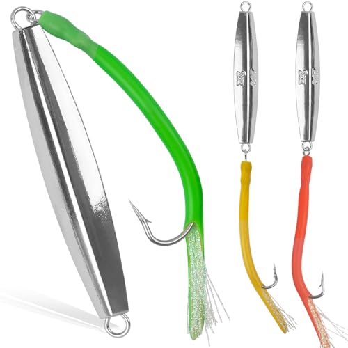 Saltwater Fishing Jigs with Tube Lure Hooks, 2oz (3 pcs)