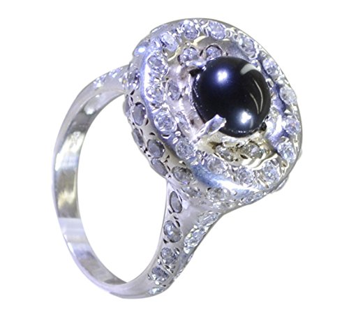 Bague de fiançailles en onyx noir et argent sterling pour femme