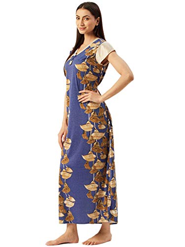 Image of Klamotten Printed Cotton Blend Burgandy Women Nightdress