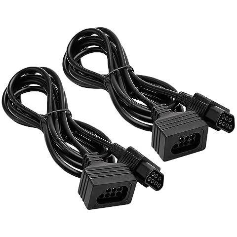 CUENSTOP 7 Pin NES Controller Extension Cable, 2-Pack 1.8M/6FT Replacement Controller Extension Cable for Nintendo Entertainment System NES (1985), not for NES Classic (2016). Cover