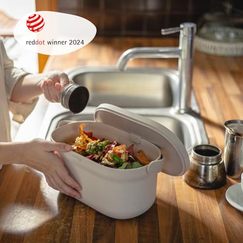 Miniatura 2 de Urbalive Cubo De Basura Orgánica De Cocina 4l Con Tapa Pequeño Compostador De Diseño Apto Lavavajillas Cubo Basura Pequeño Fabricado Con Posos De Café, Incluye Bolsas Biodegradables