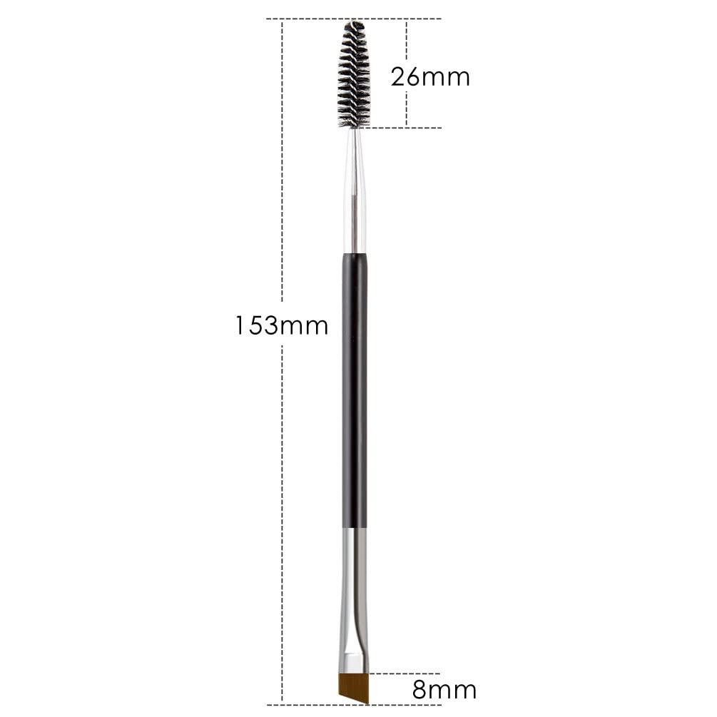 Faigy Double Ended Eyebrow Brush & Spoolie Angled Brow Brush for Precision Application and Blending of Eye Brow Powders, Waxes & Gels - Black - Image 2 thumbnail