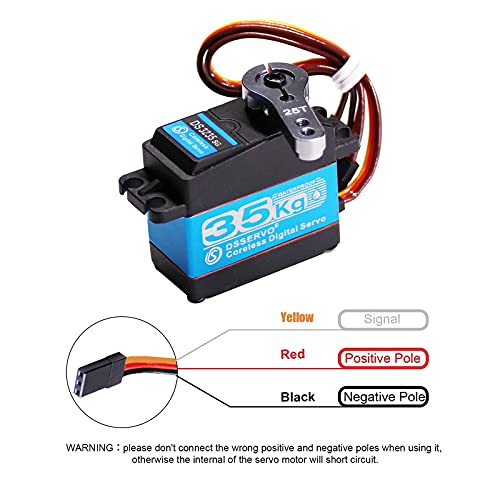 Betu 35Kg Coreless High Torque Servo，Waterproof Servo Compatible With 1/6，1/8, 1/10, 1/12 Truck, Rc Car, Metal Gear Servo With 25T Servo Horn（180°） #TOP5