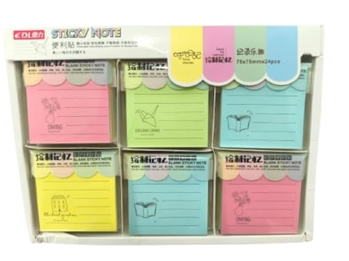 Image of Sish Ruled Multicolored Self Stick Note Pad (3 X3 Inch, Pack of 6) -Lined Memos-Single Line Sticky Notes