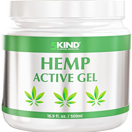 5kind Hemp Active Gel 16.9 fl oz - Hemp Cream Maximum Strength - Natural Soothing Topical Cream - Muscle Rub for Lower Back, Joints, Neck, Knees, Shoulders