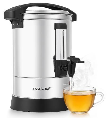 Image of NutriChef 13L Hot Water Dispenser | Electric Water Boiler, Stainless Steel | 13L beverage dispenser with keep warm function, non-drip tap, safety lock lid & food-grade stainless steel interior