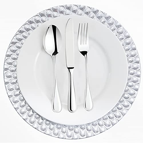Platos cargadores plásticos plateados set x12 33 cm miniatura 2