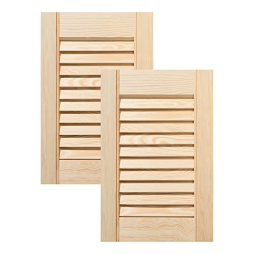 ben+camilla.com Doppel-Paket / 2-er Pack Lamellentüren 39,5 x 29,4 cm Holztür Natur mit offenen Lamellen für Regale, Schränke, Möbel | Kiefer Holz unbehandelt