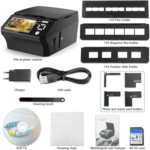 Image of Photo Scanner and Film Digitizer with 5 inch Large Screen, Convert 35mm /110 Negatives, Slides & Physical Photos to 22MP Digital Image, Includes 8GB SD Card, No Computer Required