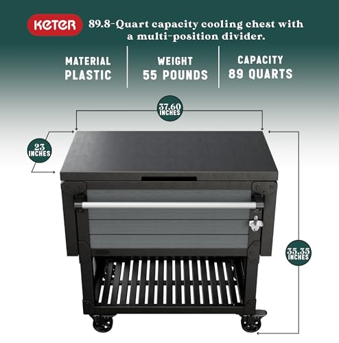 Keter-Rolling-Ice-Cooler-Cart-Outdoor-Party-Beverage-Stand-wWheels-898-Qt-Dark-Grey Keter Rolling Ice Cooler Cart Outdoor Party Beverage Stand wWheels 898 Qt Dark Grey