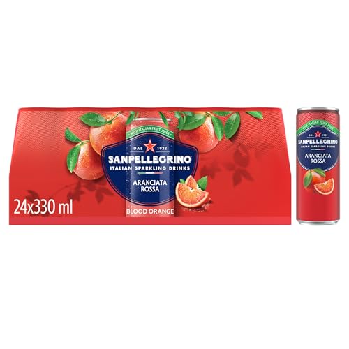 San Pellegrino Italian Sparkling Drinks Tastefully Light Sparkling Blood Orange Canned Soft Drink 24 x 330ml | 69k Cals per Can