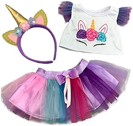 Rainbow Tutu and Headband Teddy Bear 