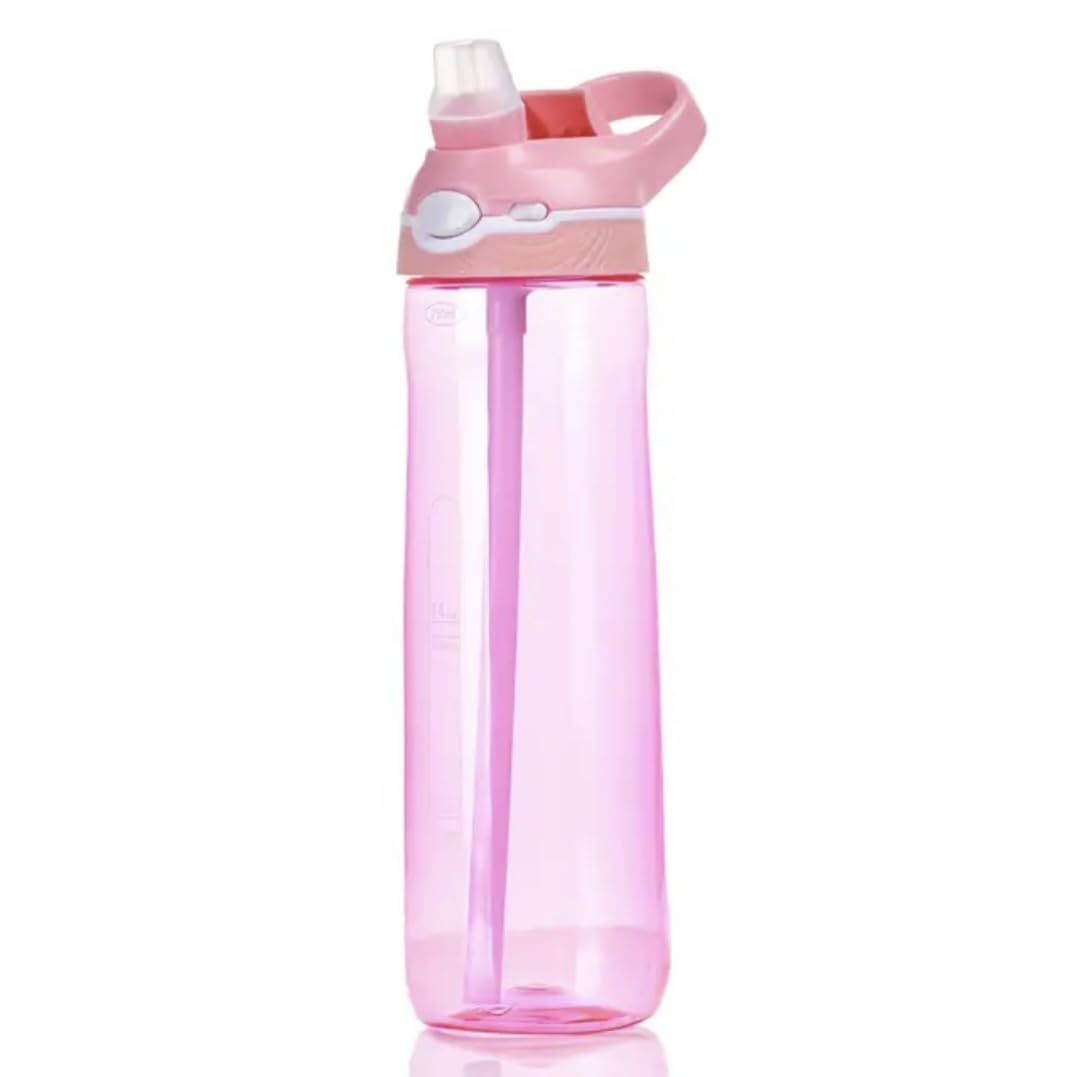 Pink 750Ml Bpa-Free Water Bottle With Flip-Lid Straw (Pink)