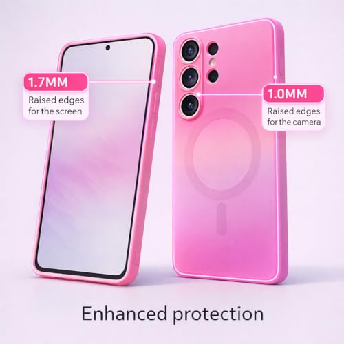 Image of amazon basics Gradient Mag-Safe Case for Samsung Galaxy S23 Ultra 5G | Soft Silicone Shockproof Cover with Camera Protection | Slim Lightweight Design | Smooth Touch & Durable - Light and Dark Pink