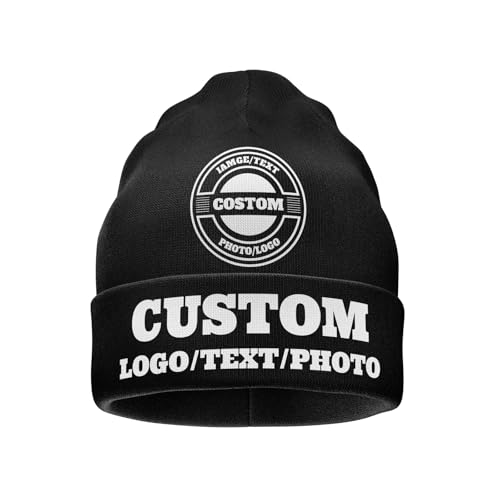 Custom Beanie Design Your Own Customized Beanie for Men and Women Custom Knit Hat with Logo Text Photo Personalized Beanies Winter Gift A-Black