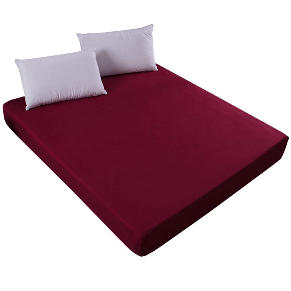 GODGETS Extra Elastic and Resistant Fully Enclosed Mattress Cover Waterproof Mattress Protector Dustproof Bed Cover,Wine Red,80x200x25 CM