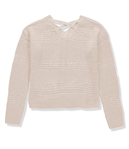 Jolie & Joy Girls Pullover Cable Shaker Long Sleeve Crewneck Sweater2