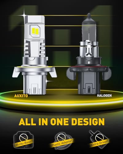 Image of AUXITO Upgraded H13 /9008 LED Bulbs, 80,000LM 1500% Super Bright, 6500K Cool White with Cooling Fan, 70,000+Hrs Long Lifespan, 1:1 Halogen Size, 3 Min Quick Install, IP68, Pack of 2