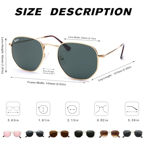Pro Acme Small Square Sunglasses for Women Men 100% Real Glass Lens Hexagonal Frame3