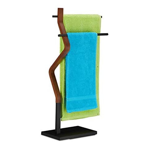 Relaxdays Standing Towel Rack with 2 Bars Cover