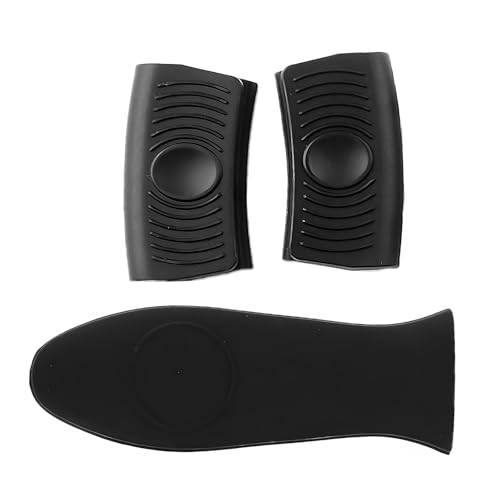 DOETYD 3 Pack Silicone Pot Holder, Pan Handle Cover, Heat Resistant for Cast Iron Skillets, Frying Pans, Griddles(Black)