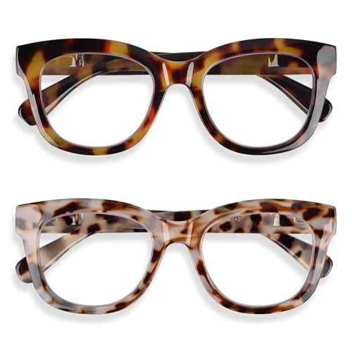 Areyeth 2er-Pack Lesebrille Damen Herren, Lesebrille Mit Blaulichtfilter Übergroße Rund Mode Brillen(gelbe Schildkröte+graue Schildkröte 2.0X) Areyeth 2er-Pack Lesebrille Damen Herren, Lesebrille Mit Blaulichtfilter Übergroße Rund Mode Brillen(gelbe Schildkröte+graue Schildkröte 2.0X)