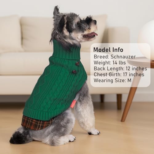 Image of KYEESE Dog Sweater for Small Medium Dogs Turtleneck Thick Knit Pullover | Stretchy Fit, Lightweight & Warm, Cozy Knit Comfort, Classic Plaid Design, Gentle on Sensitive Skin, Winter Daily Wear