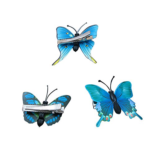 Lecimo Blue Pinzas de pelo nupciales del banquete de boda de la pinza de pelo de la flor de mariposa de 5 PC