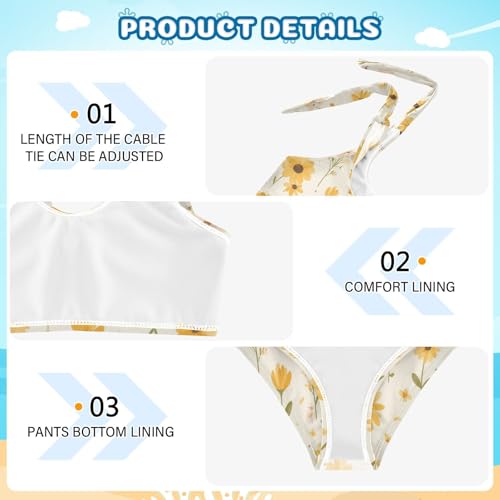 Embroidery Bee Butterfly Flowers Girl 2 Piece Kids Bikini Set Beach Swimsuits Swimming Suits Cute Shoulder Strap4