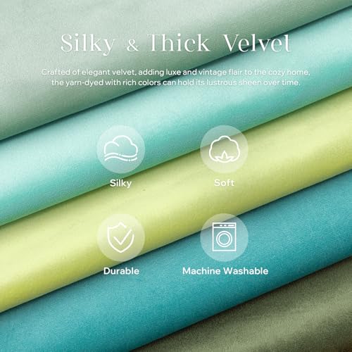 Phantoscope Pack of 2 Velvet Decorative Throw Decorative Pillow Cover Soft Solid Square Cushion Case for Couch Olive Green 18 x 18 inches 45 x 45 cm
