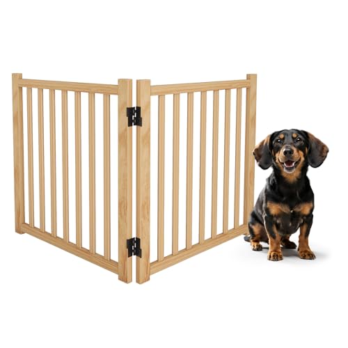Pshelfy Holztür für Hunde, Unabhängige Tür, Innenschutzzaun, faltbar, Küche, Flur, Wohnzimmer, Treppentür, Eckplatzierung, Geeignet für kleine und mittelgroße Hunde, Holzfarbe, 2P 58cm Hundezaun Pshelfy Holztür für Hunde, Unabhängige Tür, Innenschutzzaun, faltbar, Küche, Flur, Wohnzimmer, Treppentür, Eckplatzierung, Geeignet für kleine und mittelgroße Hunde, Holzfarbe, 2P 58cm Hundezaun