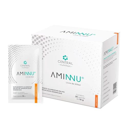Aminnu - Sem Xilitol - Aminoácidos - Sabor Tangerina - Caixa com 30 sachês de 10g - Central Nutrition