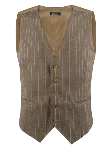 Image of Alizeal Mens Pinstripe Business Vest Formal Fit