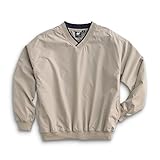 Men's Fully Lined V-Neck Golf and Wind Shirt -, Putty/Navy, Size No Size