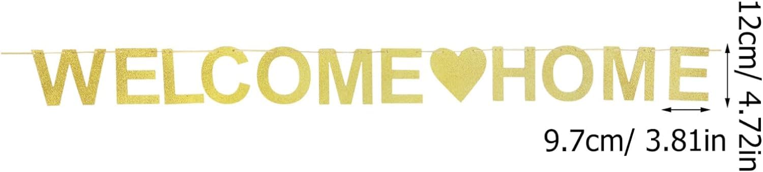 Esshogo Welcome Home Banner Garland Welcome Home Garland Decorative Paper Bunting Letter Flags for Family Party Housewarming Decoration for Friend Relative Baby Health (Gold) - Image 2