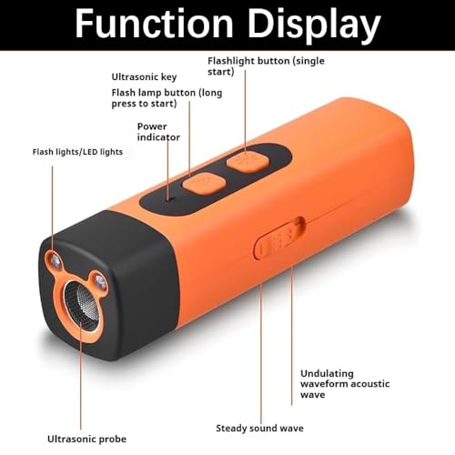 Anti Bell Gerät Hunde, Ultraschall Hundeabwehr, Wiederaufladbar Antibell Ultraschall Gerät, Antibell Ultraschall Gerät mit 3 Einstellbaren Frequenzen LED-Taschenlampe, Bellstopp für Hunde