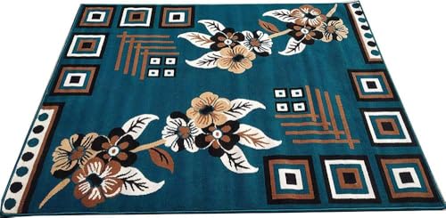 Image of GULDASTA Winter Safe Floral Soft Carpet 4x5 Feet Anti-Slip Compact Living Room Bedroom Area Rug Multi Color Home Decor