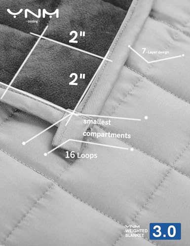Image of YnM Cooling Weighted Blanket for Adults, Cooling & Cozy Velvet Dual-Sided, 30lbs Heavy Bed Throw for Couple, Four Seasons Use (88x104 Inches, Queen or King Bed, Dark /Light Gre)