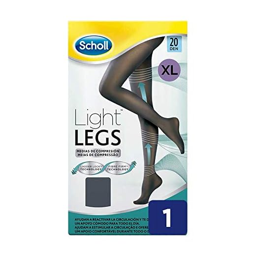 Scholl Medias de Compresión Ligera Mujer Light Legs 20DEN, Color Negro, XL