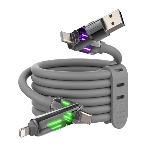 Image of MFish 240W 4-in-1 Fast Charging Cable, Grey, 6.6FT
