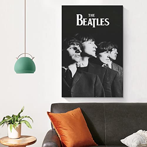 LORGL Poster décoratif sur toile The Beatles Black & White Art – Impression moderne pour chambre à coucher – 50 x 75 cm - Les Beatles, Paul McCartney, John Lennon, RIngo Starr, George Harrison LORGL Poster décoratif sur toile The Beatles Black & White Art - Impression moderne pour chambre à coucher - 50 x 75 cm – Image 5