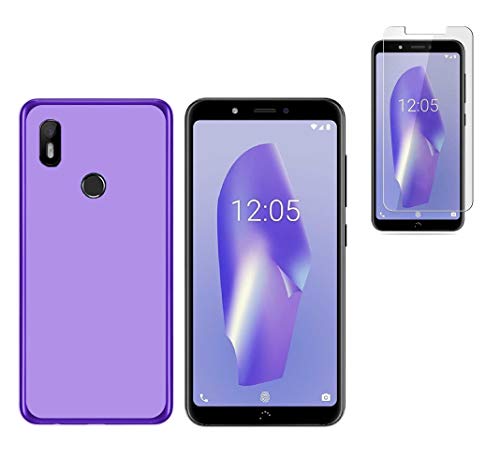 Todobarato24h Funda Morada Compatible con BQ Aquaris C (5.45) TPU Lisa Silicona + Protector Cristal Templado