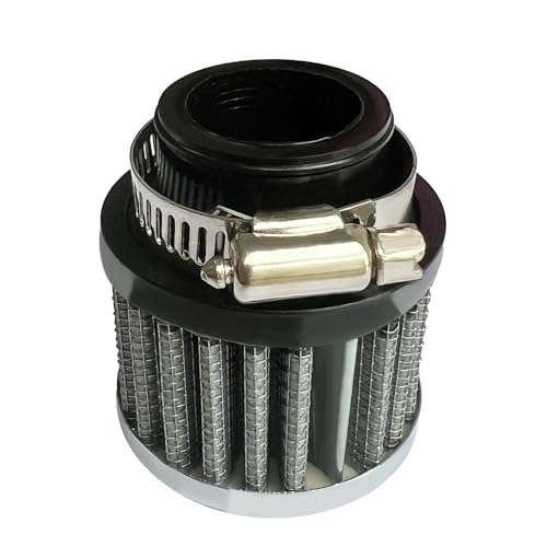 Air Intake Filter - 1' Universal Breather Filter, Automotive Cold Air Filter, Car Valve Cover Oil Breather Turbo Vent Crankcase Cleaner Accessory, Fits Car Motorcycle (Silver)