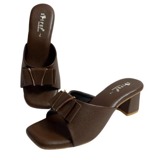 Women's Block Heel Slip-On Mules with Bow Detail | Square Toe Open Toe Fashion Sandals | Comfortable Casual Party Dress Heels-image-39