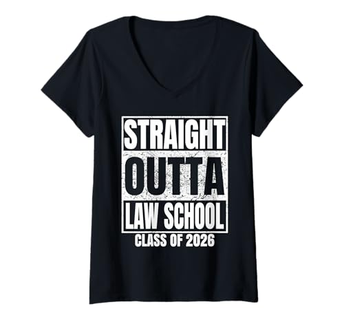 Femme Straight Outta Law School Graduate Class of 2026 Graduation T-Shirt avec Col en V