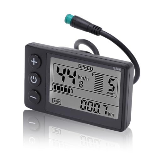 Bicicletta elettrica S866 Display LCD Meter, Bike Computer Tachimetro Ciclismo Contachilometri Scooter Contatori intelligenti Pannello di controllo Ebike Mountain Accessori di conversione al litio