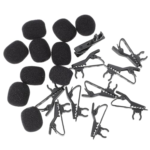 FRCOLOR 10pcs Microphone Lapel Tie Clip Set with Iron Mic Clips and Covers, Compact and Lightweight Design for Shows and Online Karaoke, Secure Hands-free Use
