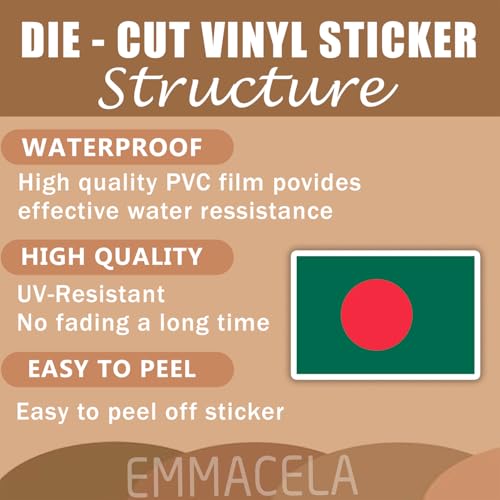 Image of (3PCS) Bangladesh Flag stickers, Countries Flag Stickers - Waterproof Vinyl Decals For Laptops, Tumblers, Water Bottles, Books, Scrapbooks, Size 3 x 2 Inch